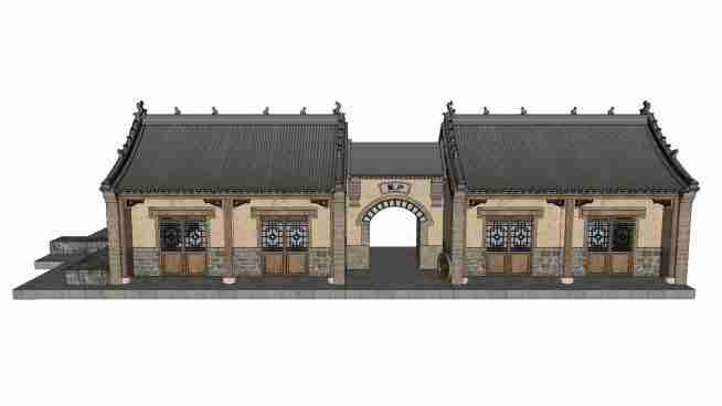 中式古建筑民屋SU模型