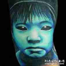 非常酷的3D恐怖女孩肖像手臂纹身图案