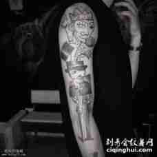大臂个性抽象的人物纹身图案