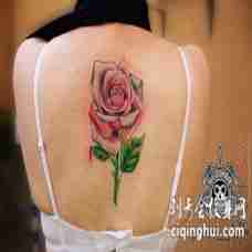 女生背部彩绘技巧植物素材文艺花朵纹身图片