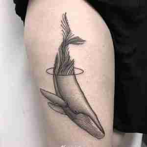 大腿小清新鲸鱼纹身图案