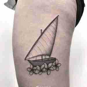 大腿小清新帆船纹身图案