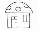 蘑菇形状的小房子简笔画画法步骤