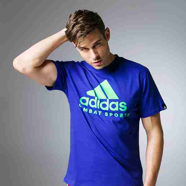 阿迪达斯Adidas ADICTCS 格斗系列 针织短袖T恤 蓝色